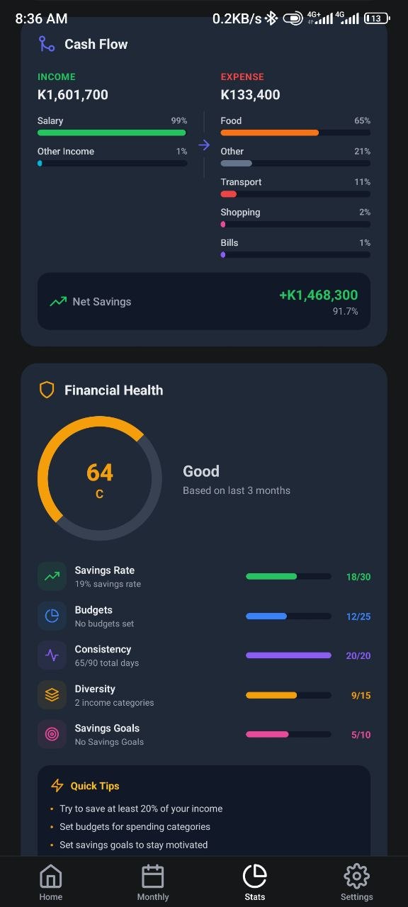 Spendly - Expense Tracker Cash Flow & Health